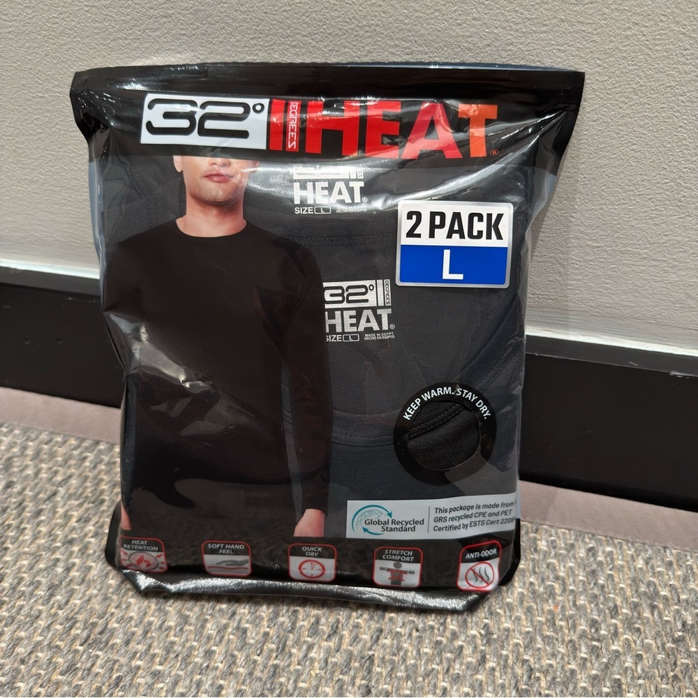NWT- 32 Degrees Heat Black Thermal Wear Size L